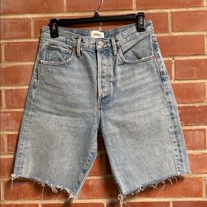 Agolde Light Blue Denim Cutoff Shorts